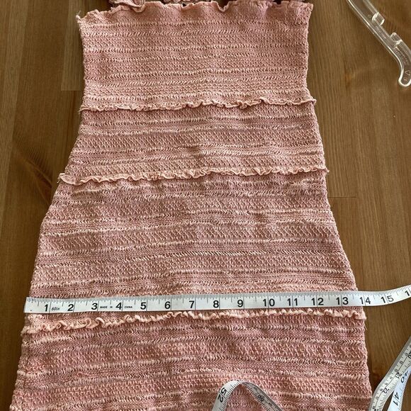 Chelsea & Violet Dress Tiered Smocked Ruffle Square Neck Pink Mini Dress Size XS - Picture 14 of 15